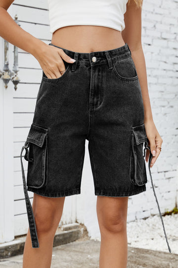 Short cargo en jean délavé