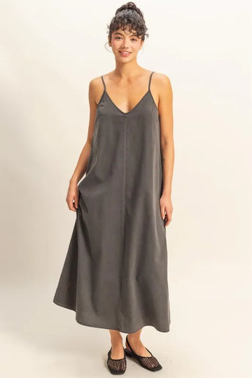 HYFVE Dyed V-Neck Loose Dress