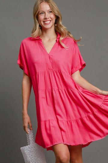 Robe à volants Umgee grande taille avec ourlet brut et manches repliées