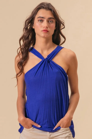 BiBi Rayon Span Jersey Knit Halter Neck Tank Top