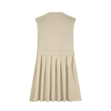 Mini-robe plissée sans manches à col rond