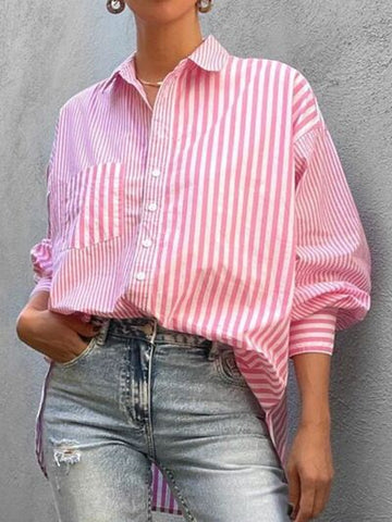 Chemise boutonnée à manches longues et rayures