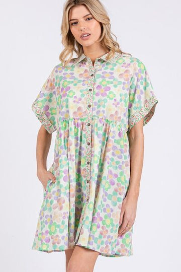Robe babydoll fleurie à manches courtes SAGE+FIG