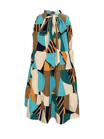 Mini-robe imprimée à col montant