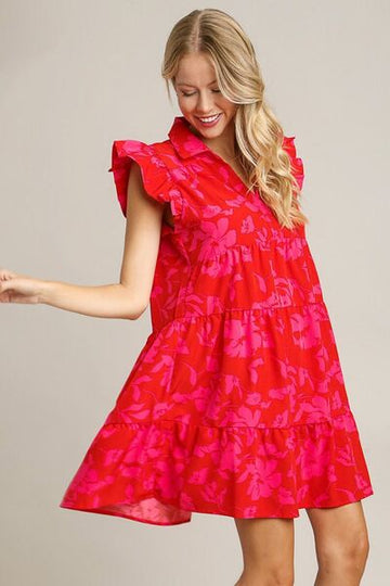 Robe à volants et manches courtes à imprimé floral Umgee, grande taille