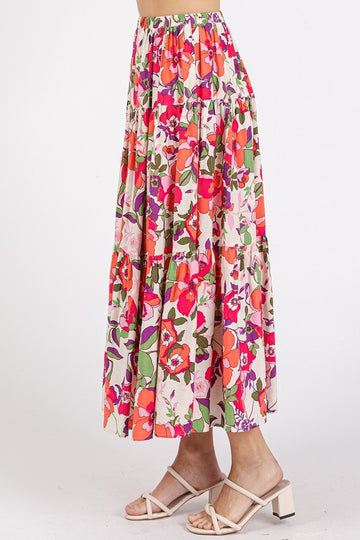 Jupe à volants à taille élastique et imprimé floral Mittoshop