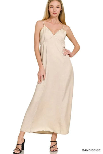 Zenana Tencel Mineral Washed Maxi Dress