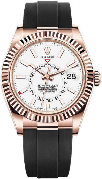 Rolex Sky-Dweller 326235 Rose Gold 18K / White Index Dial / Oysterflex Rubber Strap