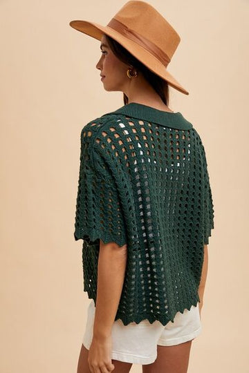 Cache-maillot en tricot à col Johnny ajouré Annie Wear
