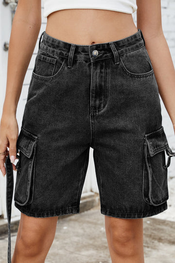 Short cargo en jean délavé