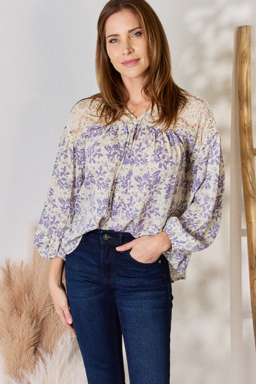 Chemisier imprimé à détails en dentelle grande taille Hailey & Co
