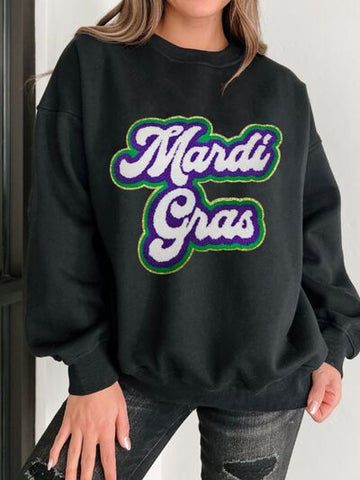 Sweat-shirt à col rond et épaules tombantes MARDI GRAS