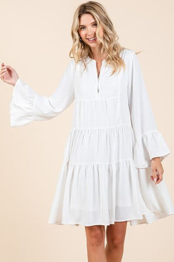 Robe à manches évasées crantées à volants Mittoshop