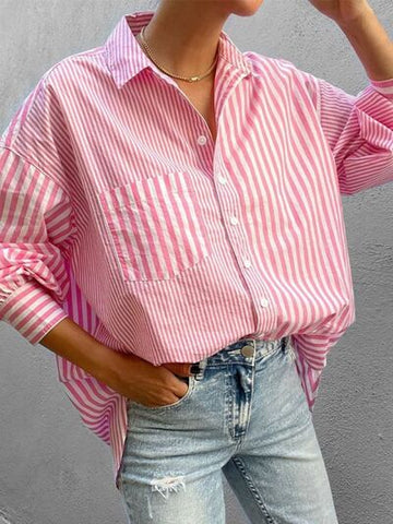 Chemise boutonnée à manches longues et rayures