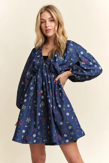 ADORA Batwing Sleeves Floral Dress