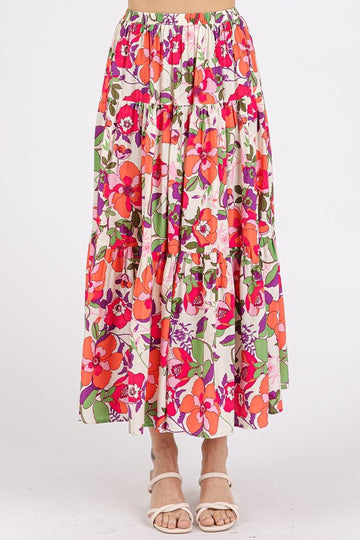 Jupe à volants à taille élastique et imprimé floral Mittoshop