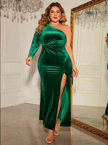 Robe fendue torsadée asymétrique grande taille Honey