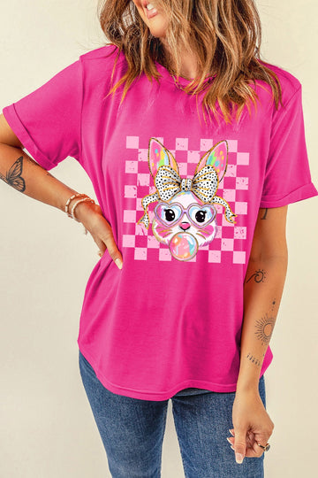 T-shirt à manches courtes et col rond avec motif lapin