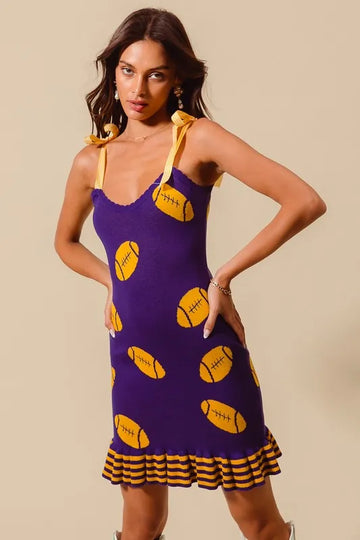 SO ME Gameday Football Knitted Mini Dress