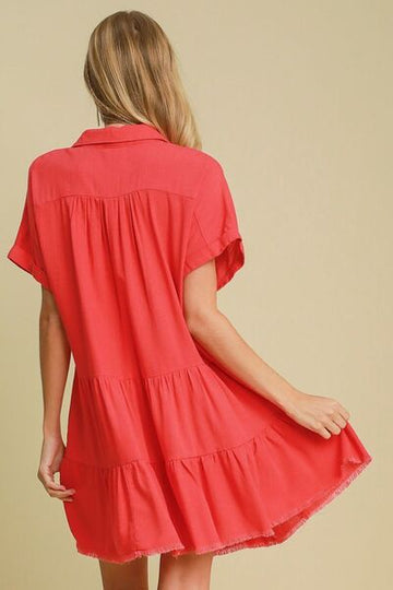 Robe à volants Umgee grande taille avec ourlet brut et manches repliées