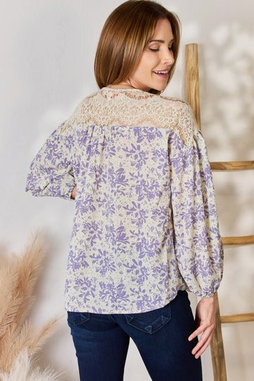 Chemisier imprimé à détails en dentelle grande taille Hailey & Co