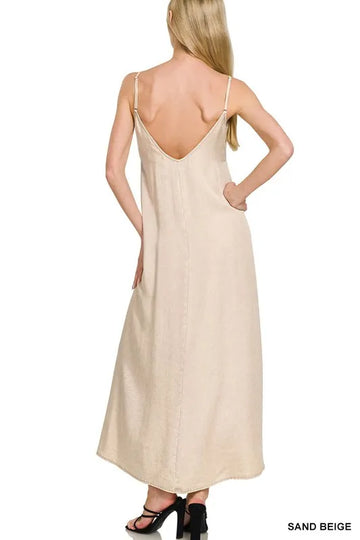 Zenana Tencel Mineral Washed Maxi Dress