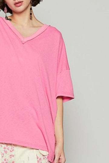 T-shirt à manches courtes et col en V POL