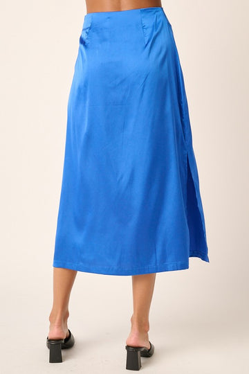 Jupe mi-longue en satin fendue sur le côté Mittoshop