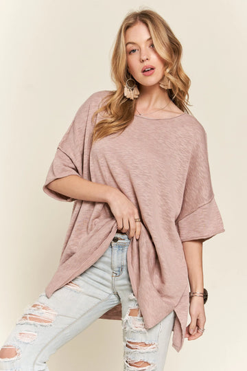 ADORA Drop Shoulder Loose Fit Knit Tunic Top