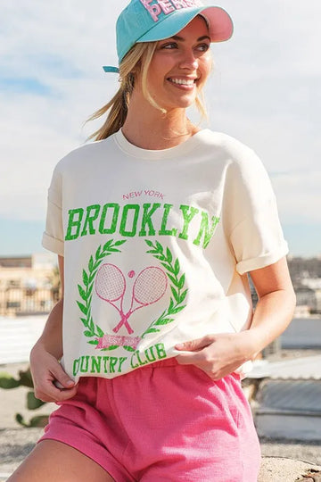 Lime 'N' Chili Brooklyn Graphic Round Neck Short Sleeve Top