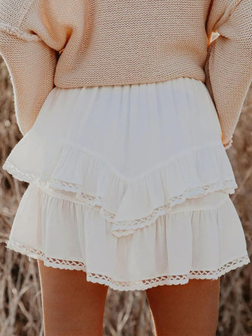 Lovelet Lace Detail Layered Skirt
