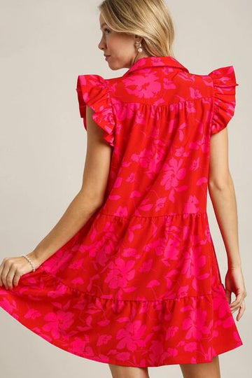 Robe à volants et manches courtes à imprimé floral Umgee, grande taille