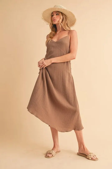 Aemi+Co Side Button Midi Cami Dress