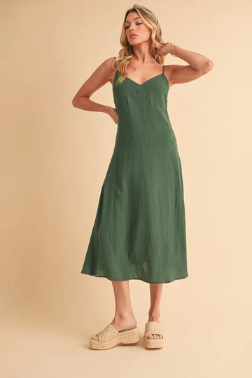 Aemi+Co Side Button Midi Cami Dress