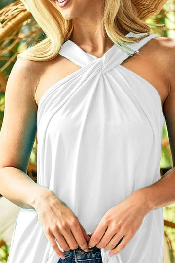 BiBi Rayon Span Jersey Knit Halter Neck Tank Top