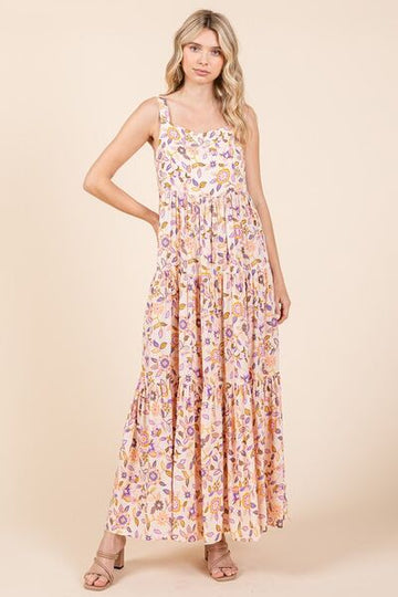 Robe longue empire sans manches à imprimé floral Mittoshop