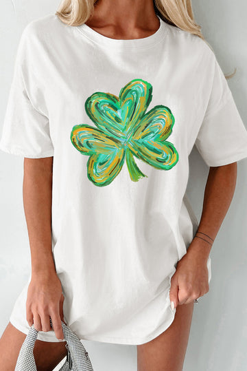 Lucky Clover Round Neck Short Sleeve T-Shirt