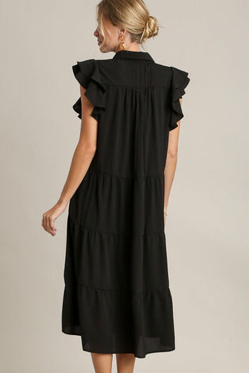 Robe à volants et manches courtes à col Johnny Umgee, grande taille