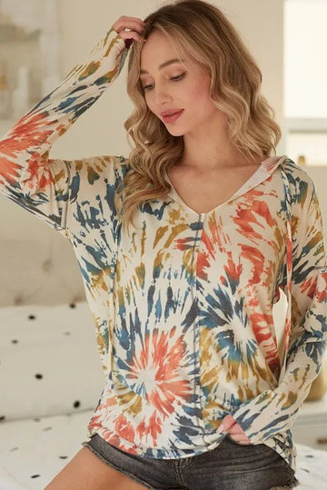 BiBi Tie Dye Print Terry Hoodie