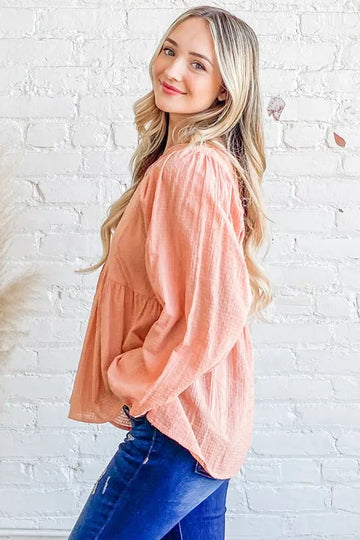 And The Why Textured V Neck Blouse Top