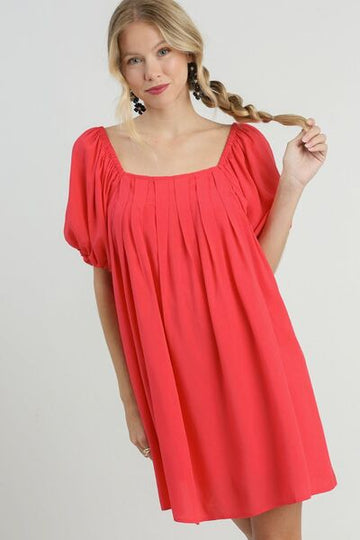 Robe courte Umgee à col carré et manches bouffantes, grande taille