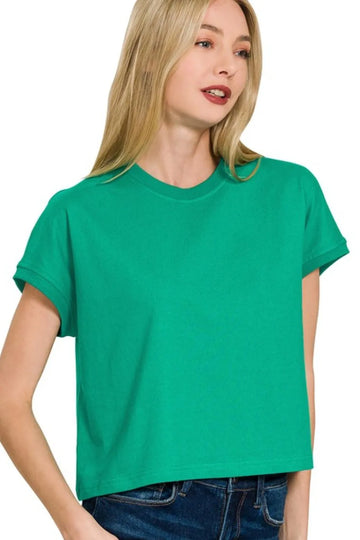 Zenana Premium Cotton Relaxed Crop Tee