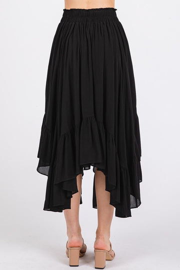 Jupe mi-longue à ourlet mouchoir et taille élastique avec poches Mittoshop