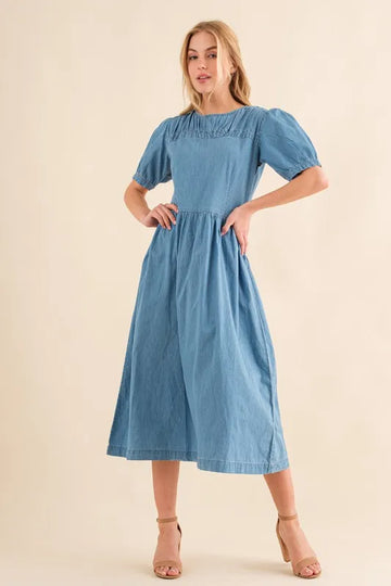 And The Why Washed Chambray Midi Dress