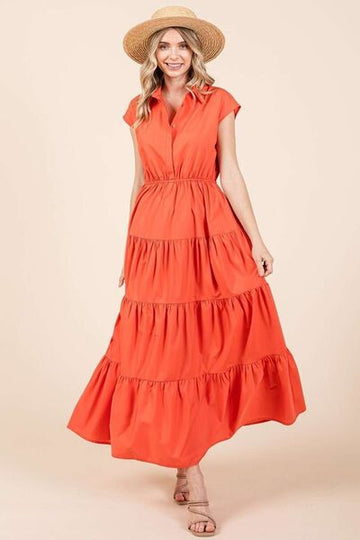 Robe chemise longue à volants et col boutonné Mittoshop