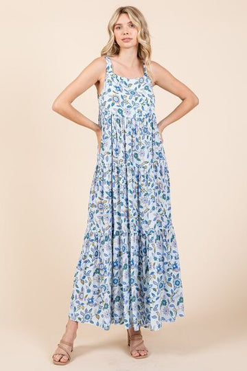 Robe longue empire sans manches à imprimé floral Mittoshop