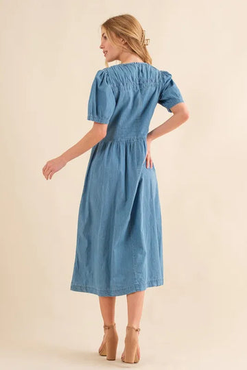 And The Why Washed Chambray Midi Dress