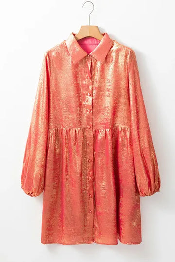 Mini-robe à manches longues et reflets métalliques