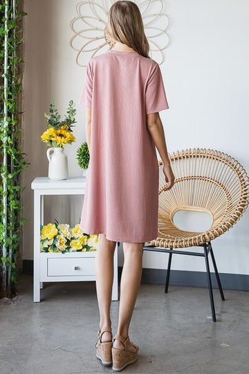 Mini-robe côtelée unie Heimish grande taille avec bouton