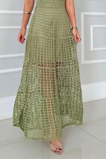 Robe longue sans manches ajourée